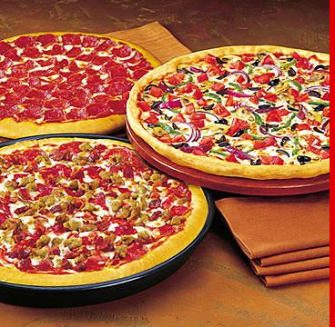 Three crust styles from Pizza Hut.